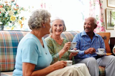 Seniors enjoying coffee